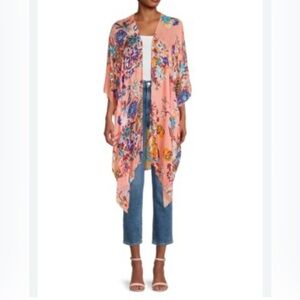 SAACHI NWOT Floral Peach Kimono Wrap, One Size
